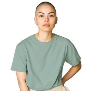 Zella Boxy Crop T-Shirt Tee Womens Size L Green Vintage Wash 100% Cotton NEW NWT